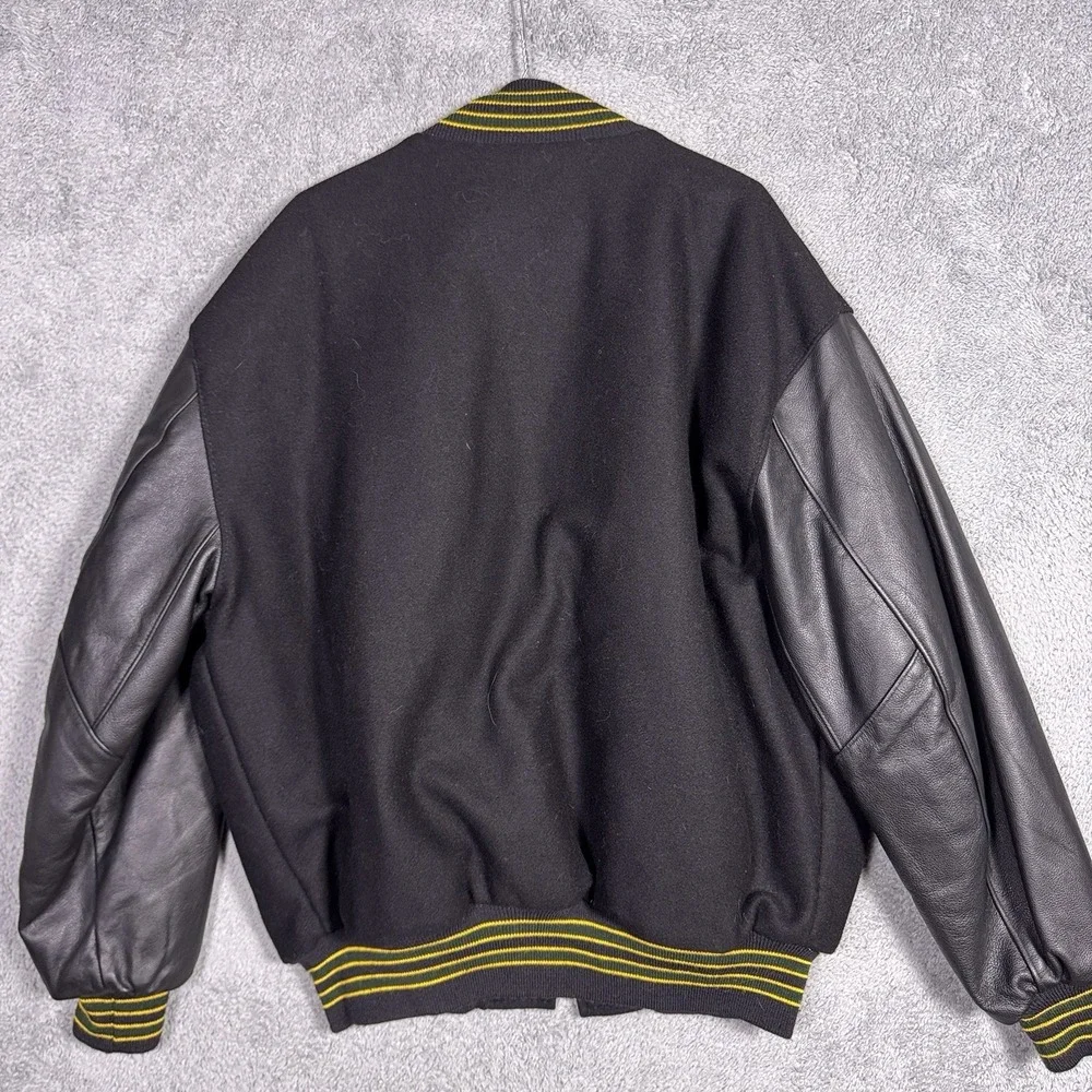 DeLong Varsity Letterman Jacket Mens 2XL XXL Quilted Wool Leather Made USA Blank